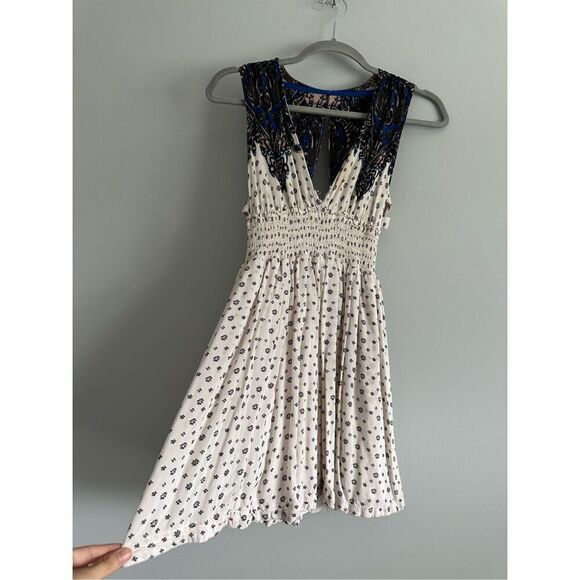 Free People Walking Dreams Skater Mini Dress in Ivory combo Size XS - Picture 5 of 13